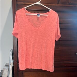 Old Navy Women's Bright Coral V-Neck Tee